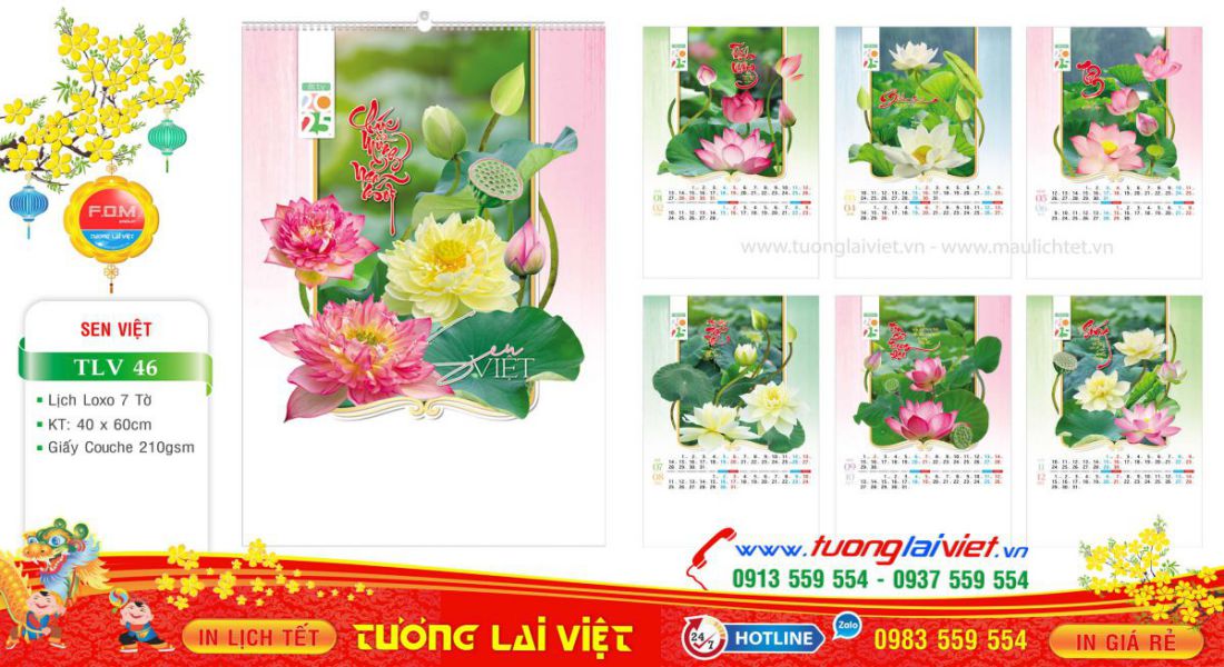 Mẫu Lịch Tờ Hoa Sen