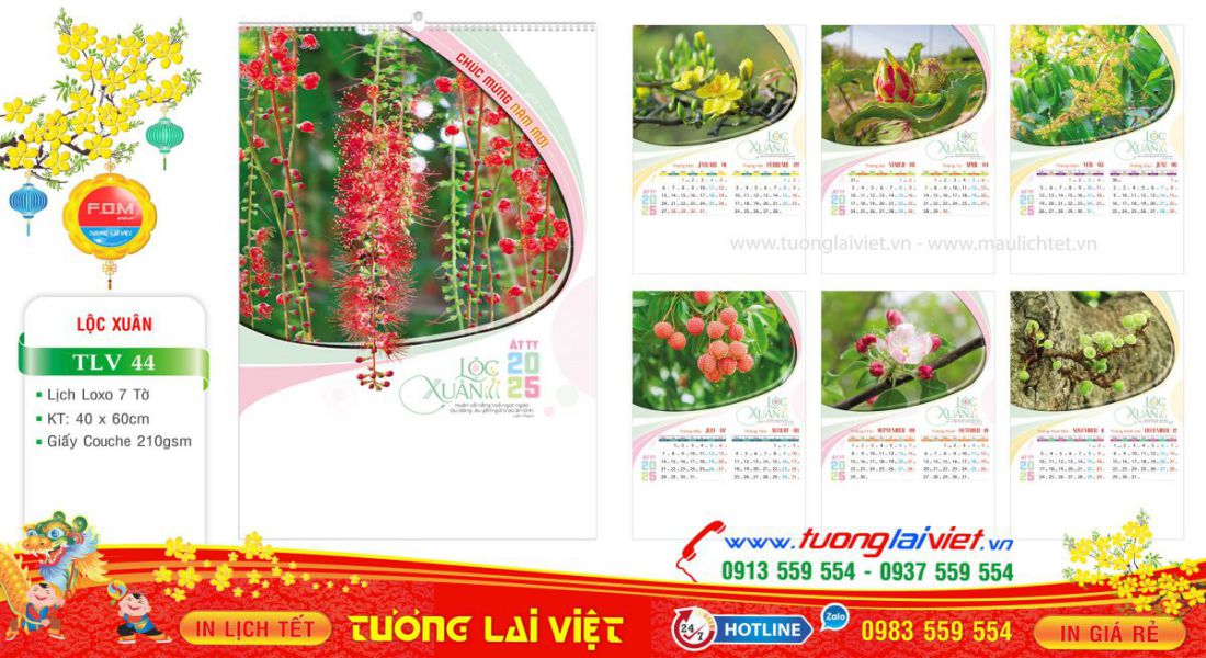 Mẫu Lịch Tờ Lộc Xuân