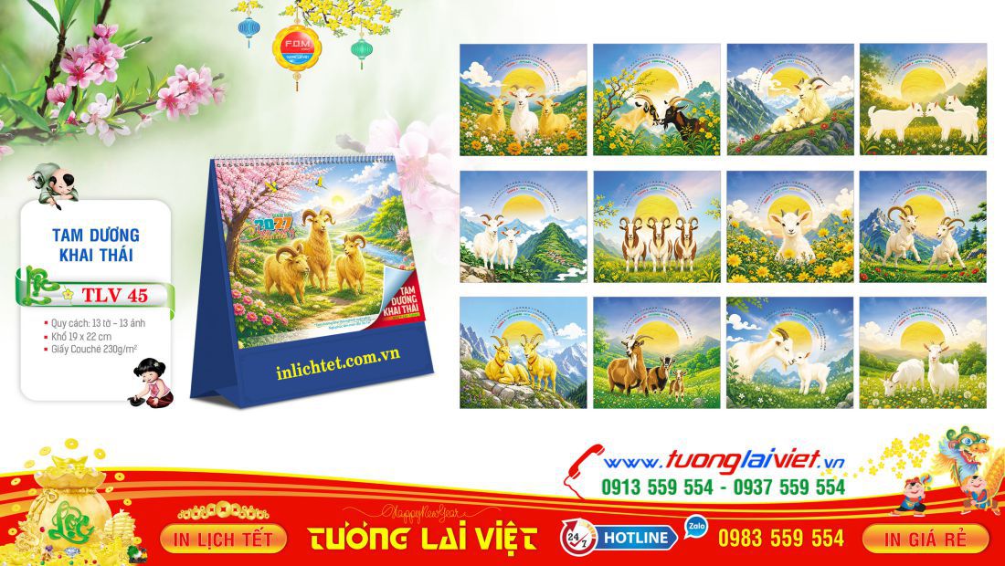 Mẫu lịch bàn đứng Con Giáp Tài Lộc